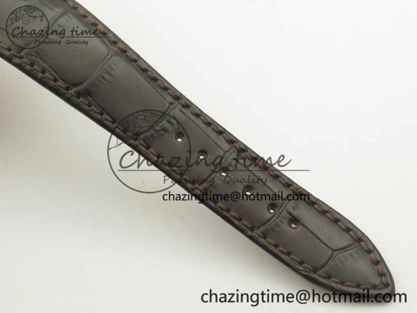 Millennium Series 15350 SS V9F 1:1 Best Edition Full Diamonds Black Markers on Brown Leather Strap A TimelessDesign 4924