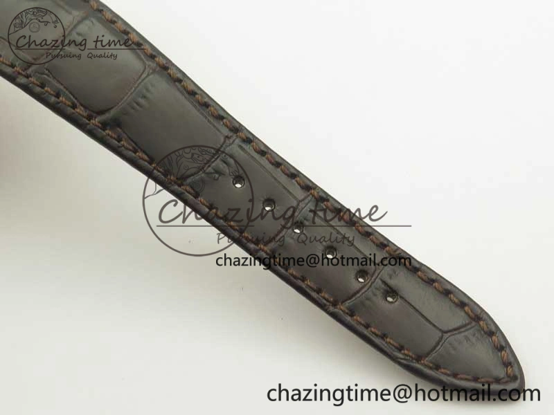 Millennium Series 15350 SS V9F 1:1 Best Edition Full Diamonds Black Markers on Brown Leather Strap A TimelessDesign 4924