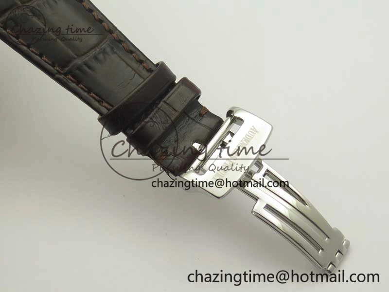 Millennium Series 15350 SS V9F 1:1 Best Edition Full Diamonds Black Markers on Brown Leather Strap A TimelessDesign 4924