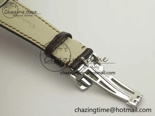 Millennium Series 15350 SS V9F 1:1 Best Edition Full Diamonds Black Markers on Brown Leather Strap A TimelessDesign 4924