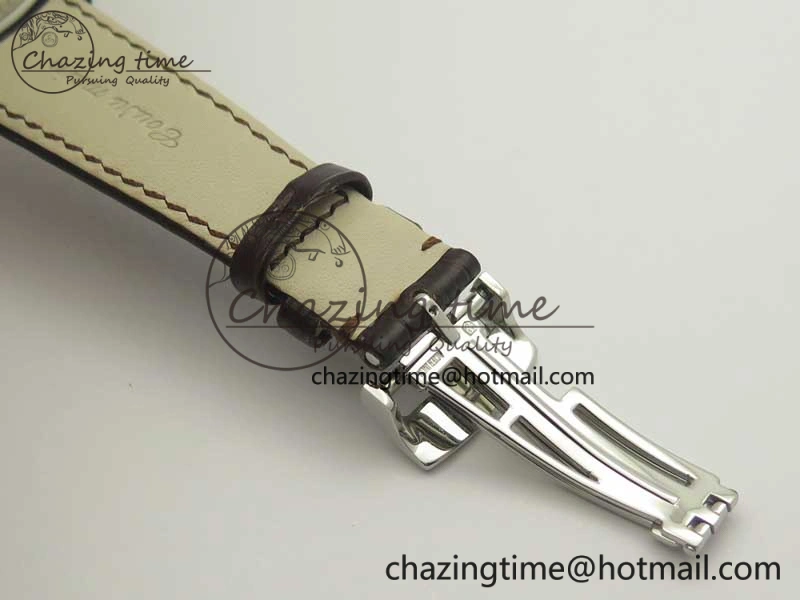 Millennium Series 15350 SS V9F 1:1 Best Edition Full Diamonds Black Markers on Brown Leather Strap A TimelessDesign 4924