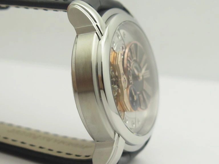 Millennium Series 15350 SS V9F 1:1 Best Edition Skeletonal Dial On Black Leather Strap A FreshLook 4945