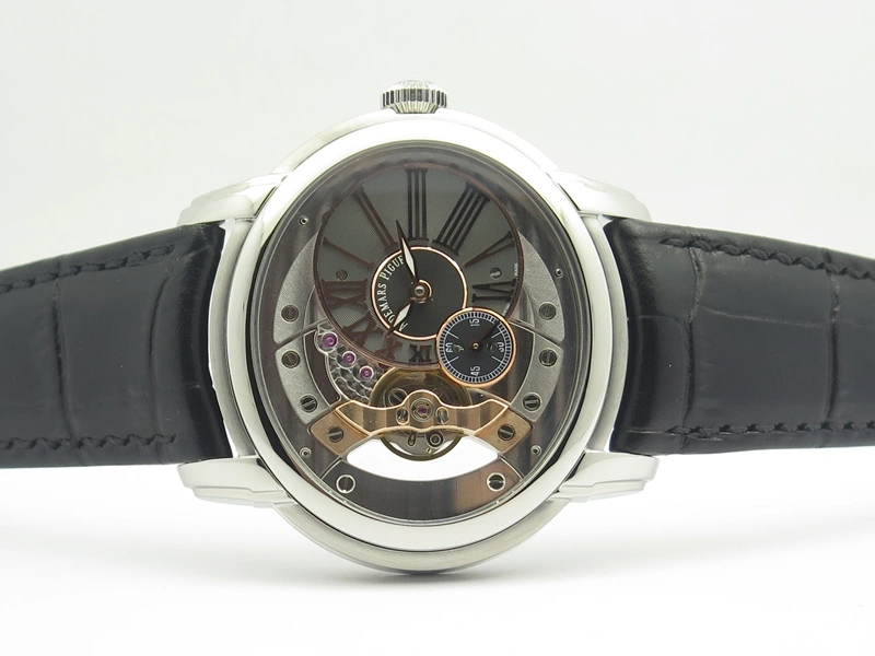 Millennium Series 15350 SS V9F 1:1 Best Edition Skeletonal Dial On Black Leather Strap A FreshLook 4945