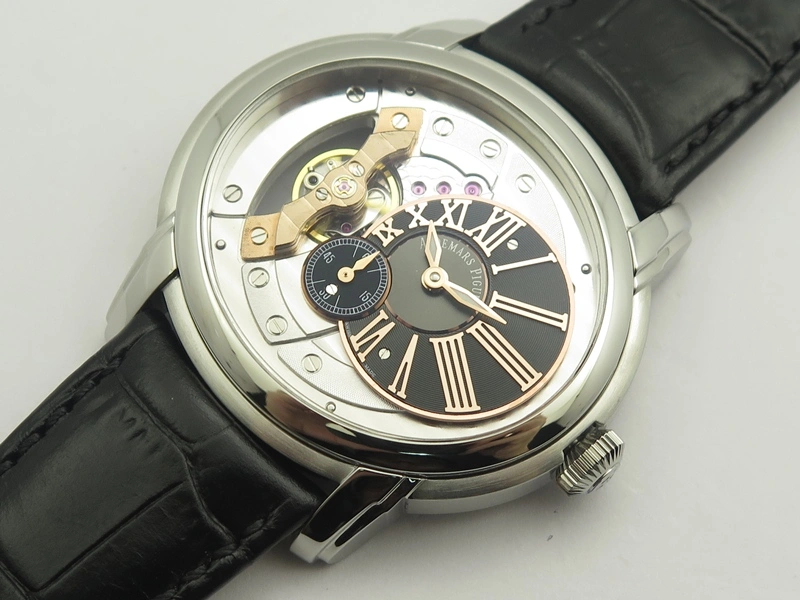 Millennium Series 15350 SS V9F 1:1 Best Edition Skeletonal Dial On Black Leather Strap A FreshLook 4945