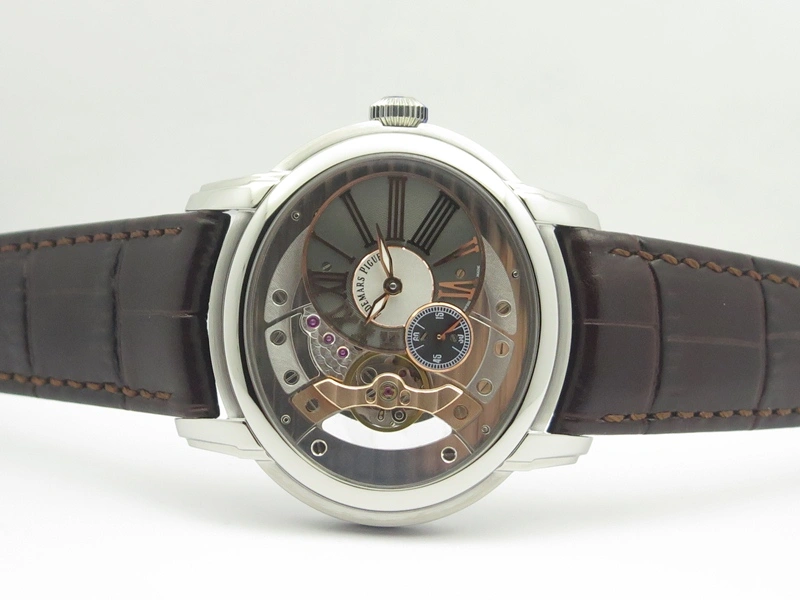Versatile Millennium Series 15350 SS V9F 1:1 Best Edition Skeletonal Dial On Dark Brown Leather Strap A 4947