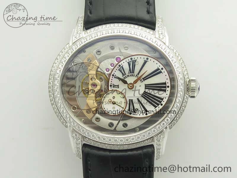 Millennium Series 15350 SS V9F 1:1 Best Edition White dial Black Diam on Black Leather Strap A SmartChoice 4926