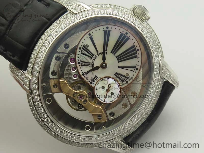 Millennium Series 15350 SS V9F 1:1 Best Edition White dial Black Diam on Black Leather Strap A SmartChoice 4926