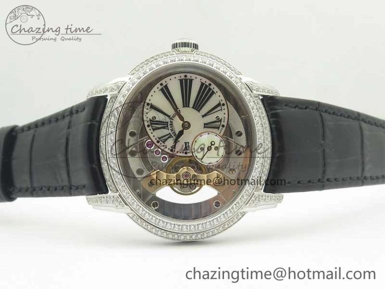 Millennium Series 15350 SS V9F 1:1 Best Edition White dial Black Diam on Black Leather Strap A SmartChoice 4926
