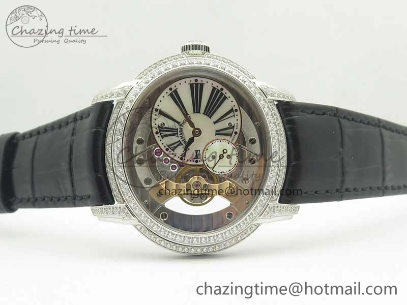 Millennium Series 15350 SS V9F 1:1 Best Edition White dial Black Diam on Black Leather Strap A SmartChoice 4926