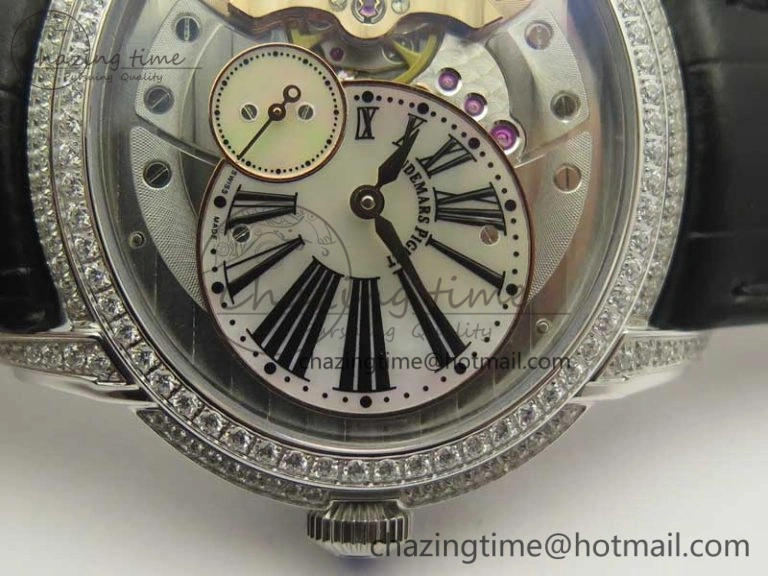 Millennium Series 15350 SS V9F 1:1 Best Edition White dial Black Diam on Black Leather Strap A SmartChoice 4926