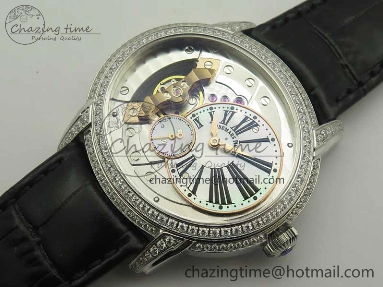 Millennium Series 15350 SS V9F 1:1 Best Edition White dial Black Diam on Black Leather Strap A SmartChoice 4926