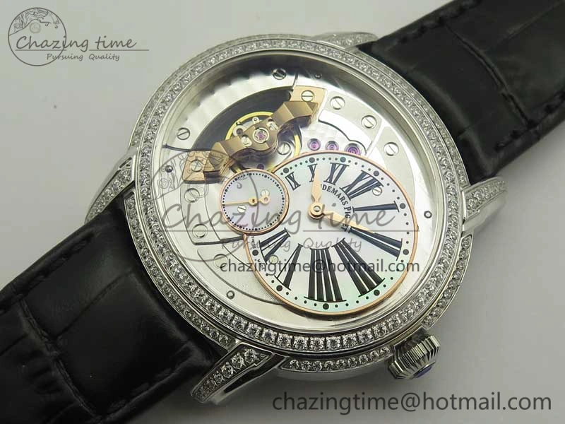 Millennium Series 15350 SS V9F 1:1 Best Edition White dial Black Diam on Black Leather Strap A SmartChoice 4926