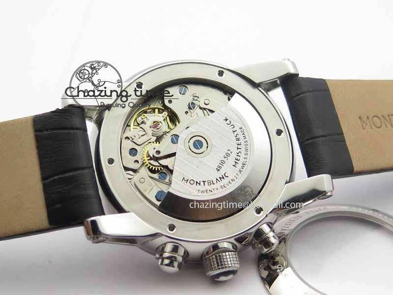 Montblanc Timewalker Chrono SS Black Dial RG Numerals On Leather Strap A SmartChoice 7617