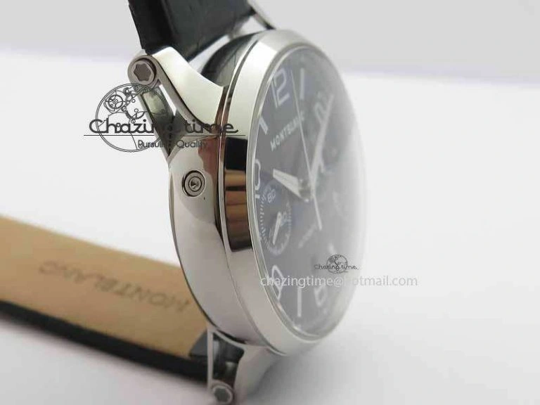 Montblanc Timewalker Chrono SS Black Dial Red 30 Sub Dial On Leather Strap A EasyMatch 7624