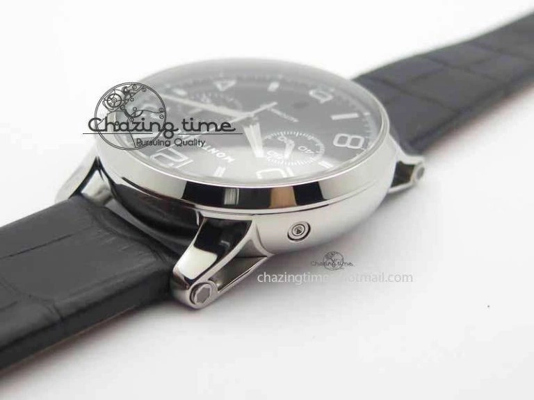 Montblanc Timewalker Chrono SS Black Dial Red 30 Sub Dial On Leather Strap A EasyMatch 7624