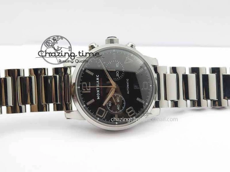 Montblanc Timewalker Chrono SS Black Dial Red 30 Sub Dial On SS Bracelet A TopPick 7616
