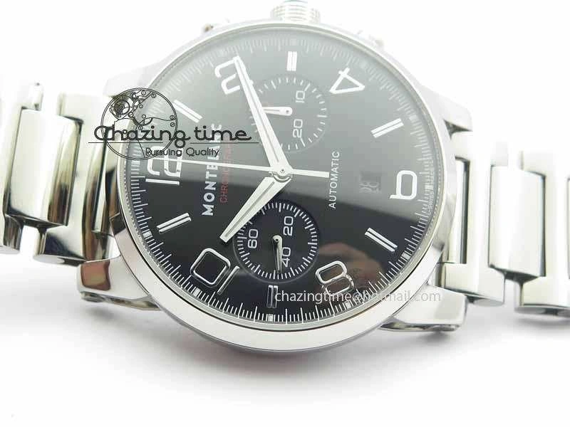 Montblanc Timewalker Chrono SS Black Dial Red 30 Sub Dial On SS Bracelet A TopPick 7616