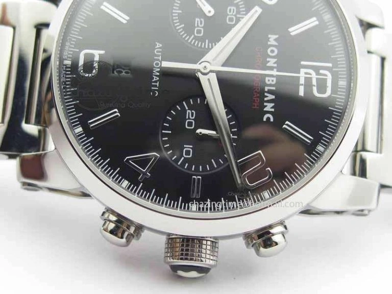Montblanc Timewalker Chrono SS Black Dial Red 30 Sub Dial On SS Bracelet A TopPick 7616