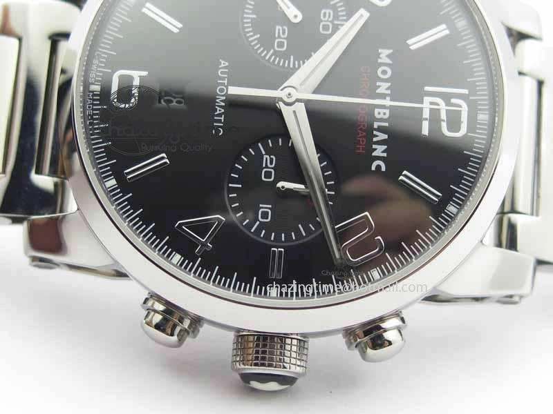 Montblanc Timewalker Chrono SS Black Dial Red 30 Sub Dial On SS Bracelet A TopPick 7616