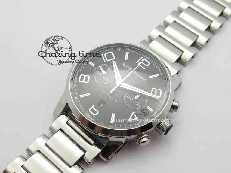 Montblanc Timewalker Chrono SS Black Dial Red 30 Sub Dial On SS Bracelet A TopPick 7616