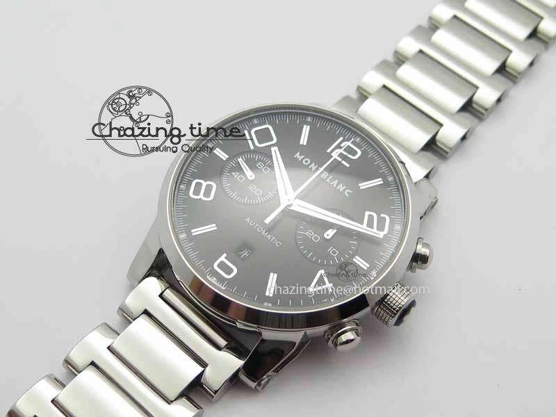 Montblanc Timewalker Chrono SS Black Dial Red 30 Sub Dial On SS Bracelet A TopPick 7616