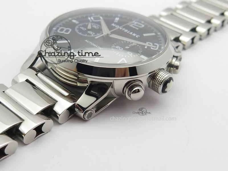 Montblanc Timewalker Chrono SS Black Dial Red 30 Sub Dial On SS Bracelet A TopPick 7616