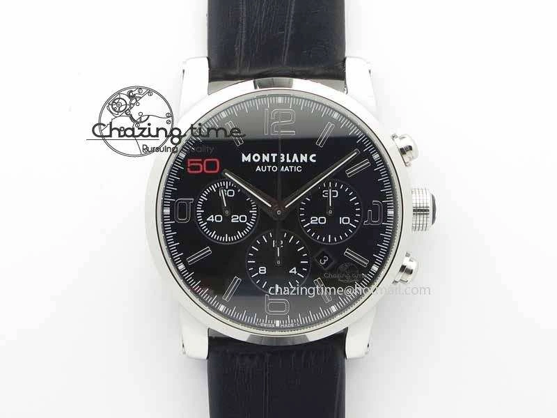 Montblanc Timewalker Chrono SS Black Dial Red 50 On Leather Strap A Original 7619