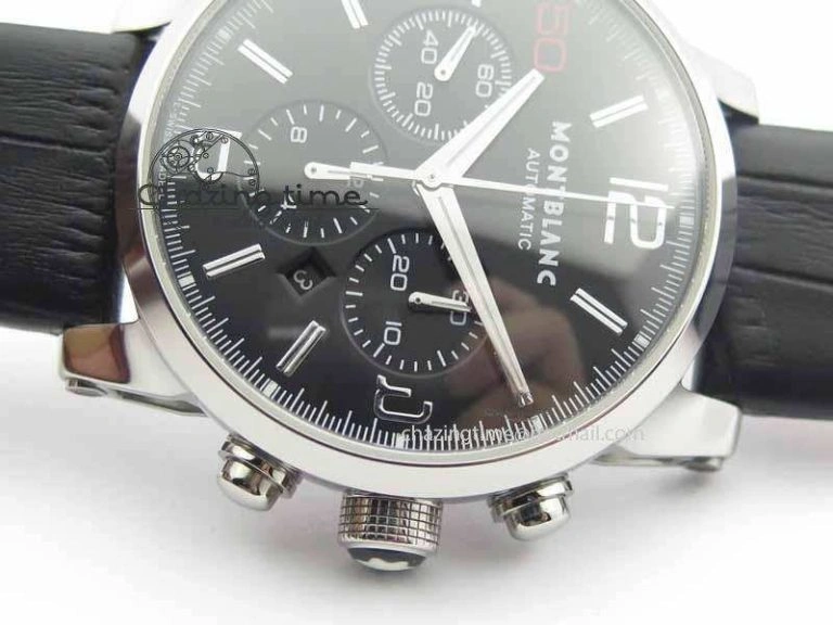 Montblanc Timewalker Chrono SS Black Dial Red 50 On Leather Strap A Original 7619