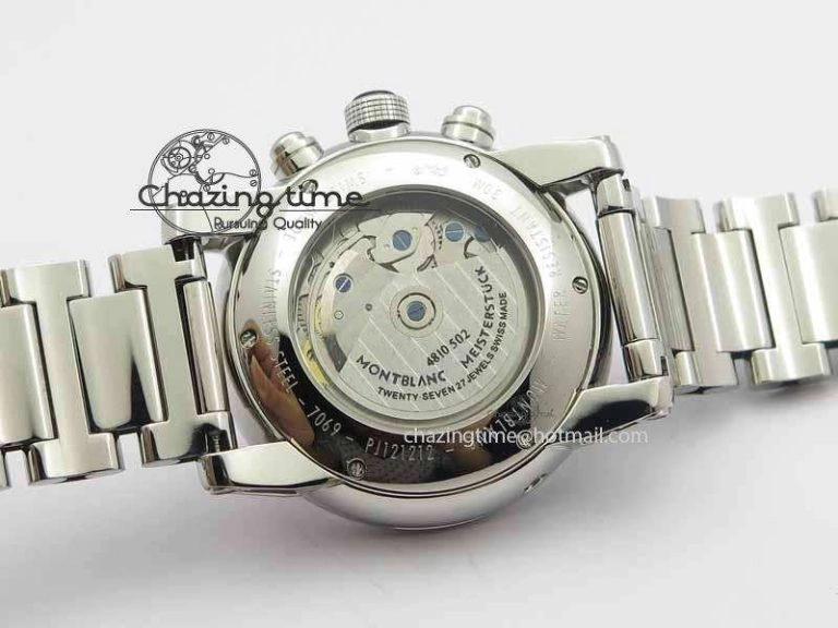 QuickDry Montblanc Timewalker Chrono SS Black Dial Silver Numerals On SS Bracelet A 7613
