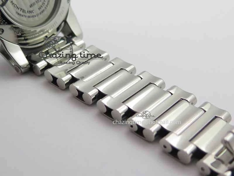 QuickDry Montblanc Timewalker Chrono SS Black Dial Silver Numerals On SS Bracelet A 7613