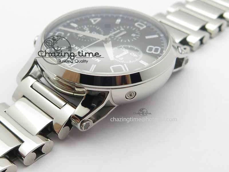 QuickDry Montblanc Timewalker Chrono SS Black Dial Silver Numerals On SS Bracelet A 7613
