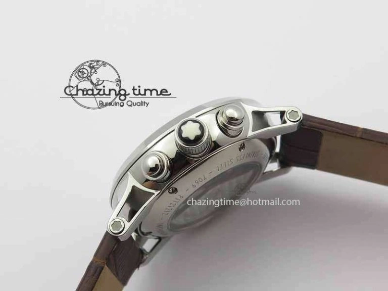 Montblanc Timewalker Chrono SS White Dial RG Numerals On Leather Strap A ZipUp 7621