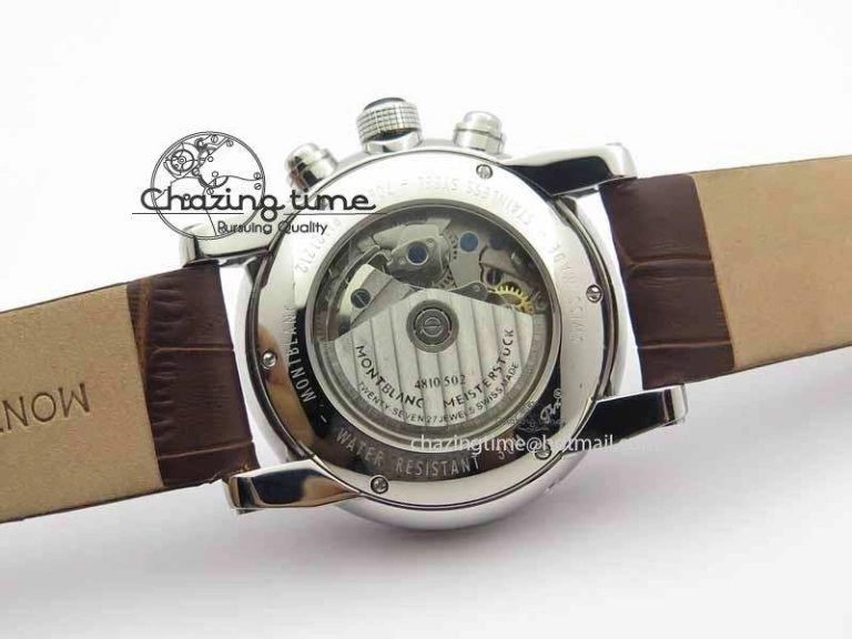 Montblanc Timewalker Chrono SS White Dial RG Numerals On Leather Strap A ZipUp 7621