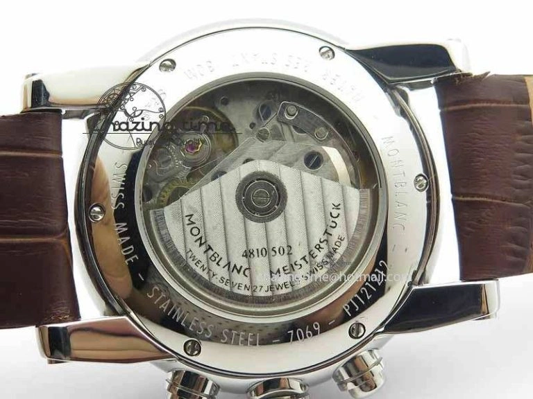 Montblanc Timewalker Chrono SS White Dial RG Numerals On Leather Strap A ZipUp 7621