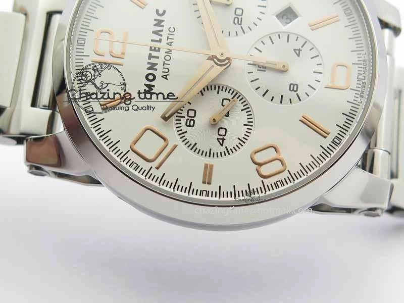 Montblanc Timewalker Chrono SS White Dial RG Numerals On SS Bracelet A Contemporary 7615