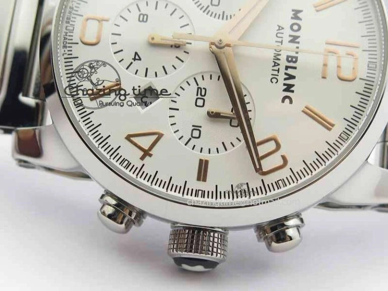 Montblanc Timewalker Chrono SS White Dial RG Numerals On SS Bracelet A Contemporary 7615