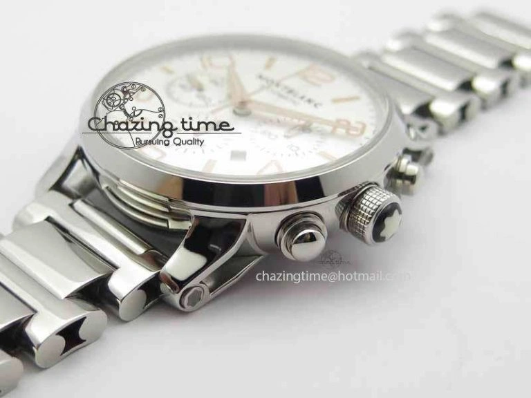 Montblanc Timewalker Chrono SS White Dial RG Numerals On SS Bracelet A Contemporary 7615