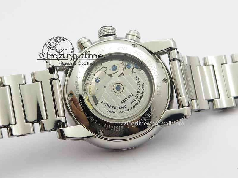 Montblanc Timewalker Chrono SS White Dial Silver Numerals On SS Bracelet A Bold 7614