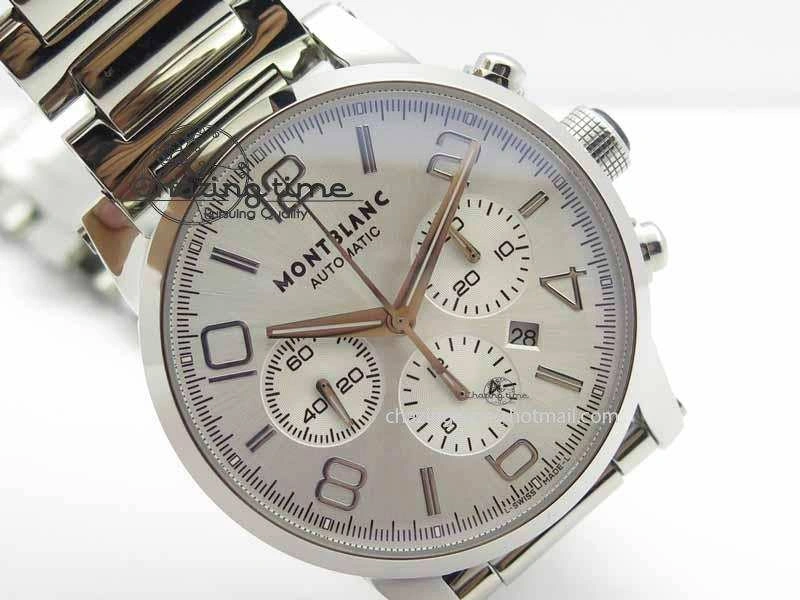 Montblanc Timewalker Chrono SS White Dial Silver Numerals On SS Bracelet A Bold 7614