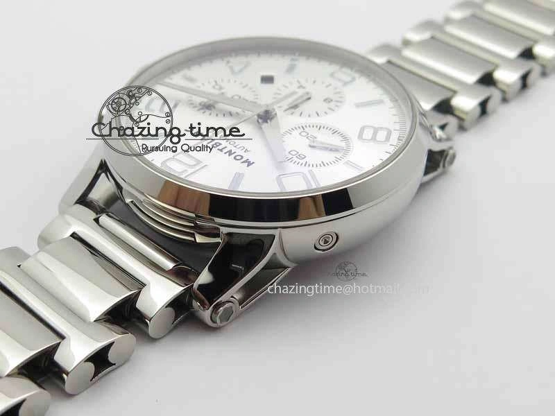 Montblanc Timewalker Chrono SS White Dial Silver Numerals On SS Bracelet A Bold 7614