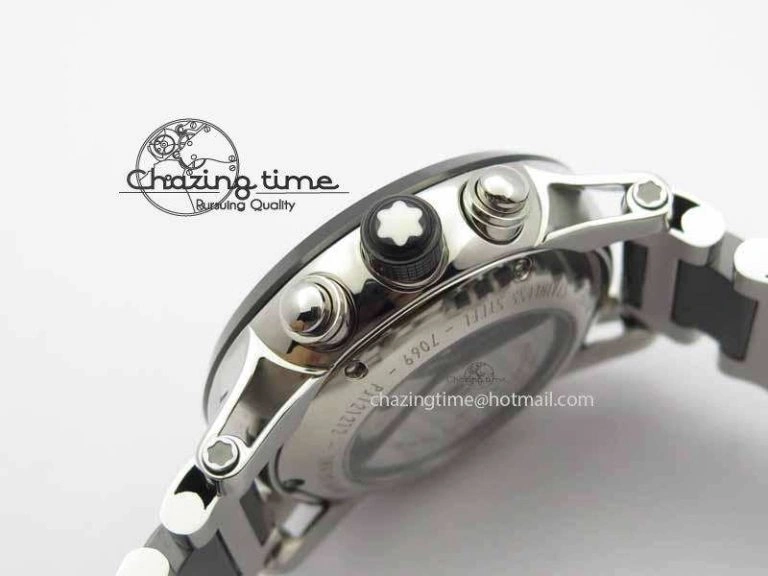 Soft Montblanc Timewalker GAF Chrono SS Ceramic Black Dial On SS Bracelet A 7628