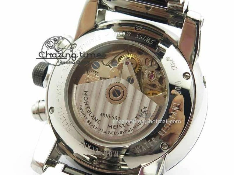 Soft Montblanc Timewalker GAF Chrono SS Ceramic Black Dial On SS Bracelet A 7628