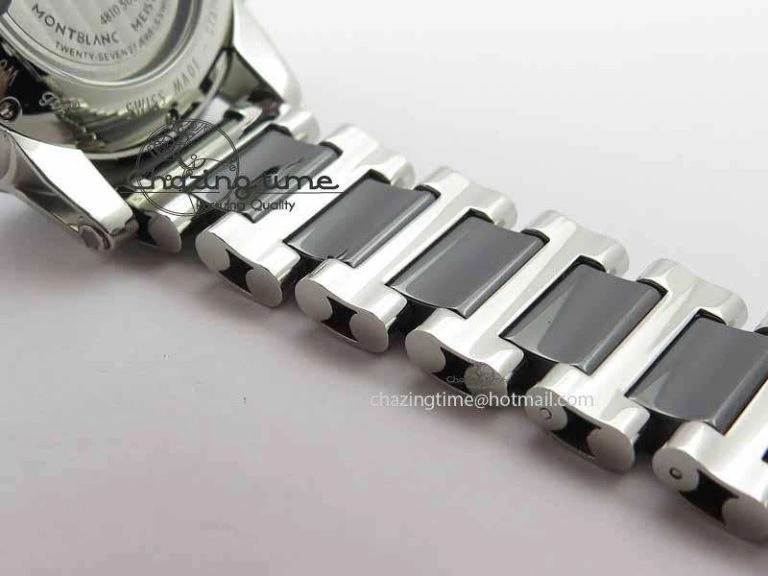 Soft Montblanc Timewalker GAF Chrono SS Ceramic Black Dial On SS Bracelet A 7628