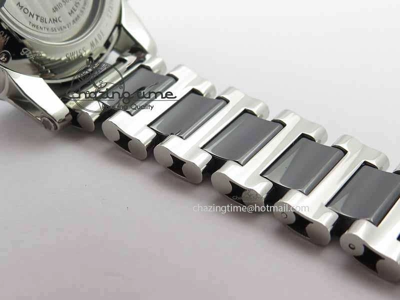 Soft Montblanc Timewalker GAF Chrono SS Ceramic Black Dial On SS Bracelet A 7628