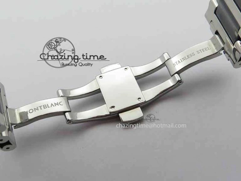Soft Montblanc Timewalker GAF Chrono SS Ceramic Black Dial On SS Bracelet A 7628
