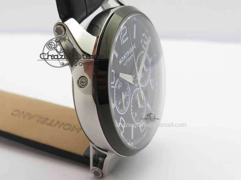 GoodFit Montblanc Timewalker GAF Chrono SS Ceramic Black On Leather Strap A 7629