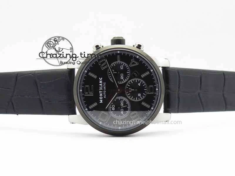 GoodFit Montblanc Timewalker GAF Chrono SS Ceramic Black On Leather Strap A 7629