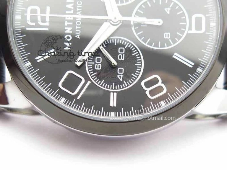 GoodFit Montblanc Timewalker GAF Chrono SS Ceramic Black On Leather Strap A 7629