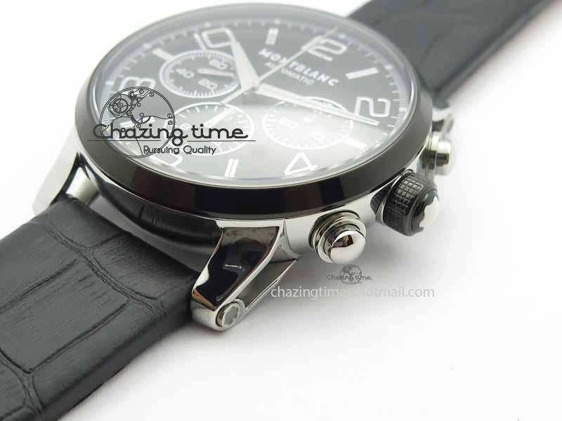 GoodFit Montblanc Timewalker GAF Chrono SS Ceramic Black On Leather Strap A 7629