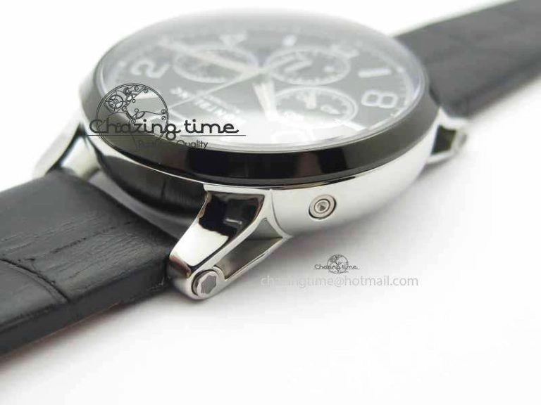 GoodFit Montblanc Timewalker GAF Chrono SS Ceramic Black On Leather Strap A 7629